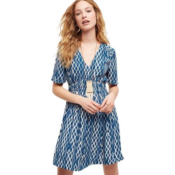 Anthropologie Dresses & Skirts - ANTHRO hd in paris blue white printed v-neck mini dress 2